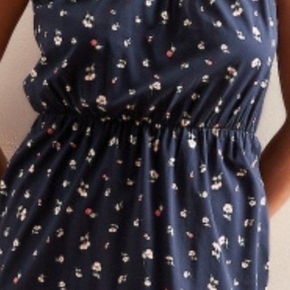 ❤️Sale Banana Republic Ruffle Fit and Flare Dress in Navy - Picture 7 of 9